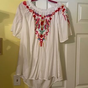 Blue Island White Blouse